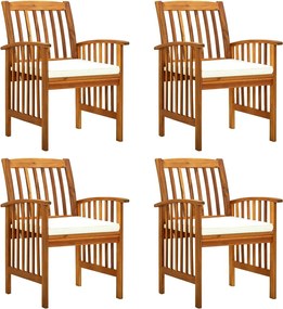 vidaXL Scaune de grădină cu perne, 4 buc., lemn masiv de acacia