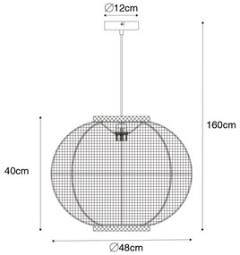 Lampă suspendată orientală neagră 48 cm - Rob