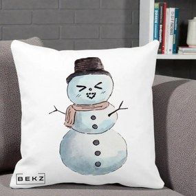 Perna Decorativa Om de Zapada Kawaii Haios, 40x40 cm, Alba Mata, Husa Detasabila, Perna Inclusa, BEKZ®