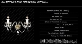 Aplica de perete cristal Bohemia N21 009/02/1-A; lip.