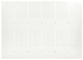 Paravan de camera cu 6 panouri, alb, 240x180 cm, otel white, 240 x 180 cm, 1