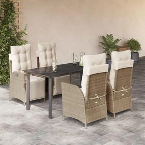 vidaXL Set mobilier de grădină cu perne, 5 piese, bej, poliratan