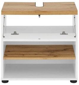 Dulap sub chiuvetă alb cu aspect de lemn de stejar 60x57 cm Thessa – Støraa