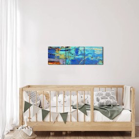 Tablou - pictură abstractă în ulei (cu ceas) (90x30 cm)