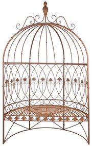 Foisor de gradina cu banca, maro, din metal, aspect vintage