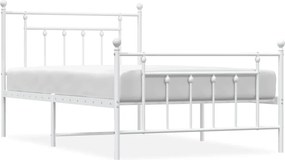 vidaXL Cadru de pat metalic cu tăblie de cap/picioare, alb, 100x200 cm