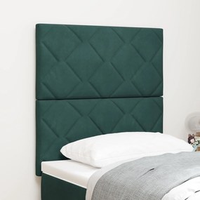 vidaXL Tăblie cap Pe perete Geometric Verde închis 80 cm Catifea