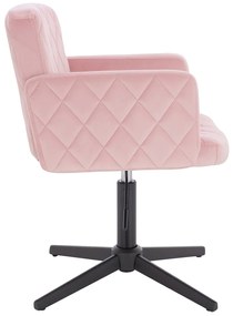 HR802CROSS Scaun Roz Pudra din Catifea cu Bază Neagră