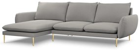 Coltar tapitat Vienna 5 locuri plusat/picioare gold – L255 x l170 x h95