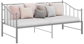 vidaXL Cadru pat canapea extensibilă, gri, 90x200 cm, metal
