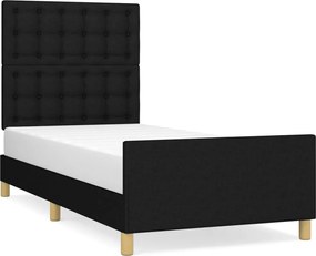 vidaXL Cadru de pat cu tăblie, negru, 90x190 cm, textil