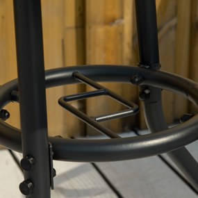 Outsunny Masă de Grădină Rotundă 80 cm cu Orificiu pentru Umbrelă, Masă de Cafea pentru Exterior cu Blat din Sticlă Temperată, Cadru Metalic, pentru Terasă, Balcon, Negru | Aosom Romania