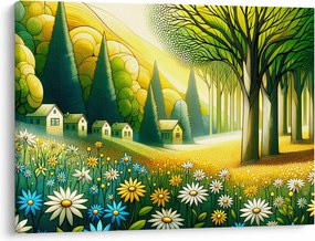 Tablou - Sat în galben-verde (70x50 cm)