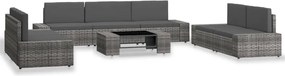 vidaXL Set mobilier de grădină, 8 piese, gri, poliratan