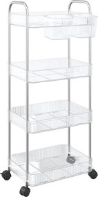 vidaXL Cărucior de depozitare cu 4 niveluri, transparent acrilic