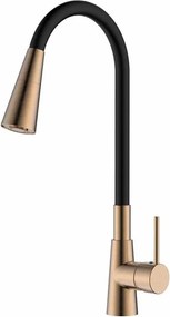 Baterie bucatarie cu pipa flexibila Inter Ceramic Havana finisaj negru mat-Rose Gold cu 2 functii