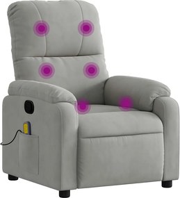 vidaXL Fotoliu de masaj rabatabil, gri deschis, microfibră