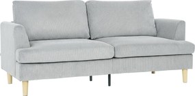 HOMCOM Canapea 3 locuri, canapea cu brațe, tapițată cu aspect corduroy pentru living, Gri deschis | Aosom Romania