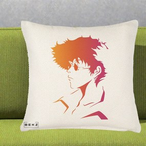 Perna Decorativa Cowboy Bebop Spike Silueta Gradient, 40x40 cm, Crem Reliefat, Husa Detasabila, Perna Inclusa, BEKZ®