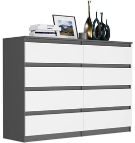 Comodă modernă cu 8 sertare R-140-S8 - diferite variante de culoare antracit mix biela
