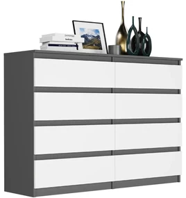 Comodă modernă cu 8 sertare R-140-S8 - diferite variante de culoare antracit mix biela