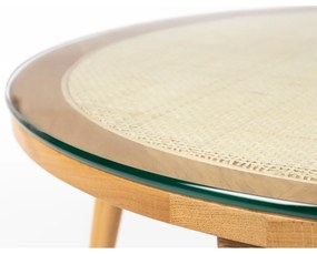Măsuță de cafea în culoare naturală rotundă din sticlă ø 70 cm Haru – White Label