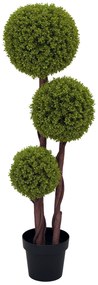 HOMCOM Plantă Artificială de Buxus cu 3 Sfere, Ghiveci Inclus și Bază Întărită, Ø19,5x115 cm, Verde | Aosom Romania