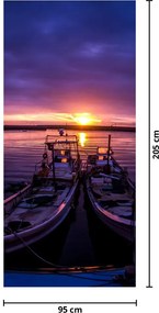 Fototapet pentru ușă - Bărci de pescuit în port (95x205cm)