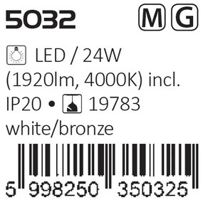Lustra LED cu 3 pendule din metal finisaj bronz si alb AVIANA 5032 RX
