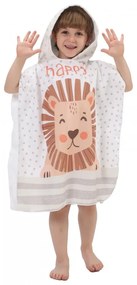 Poncho pentru copii HAPPY LION alb 60 x 60 cm