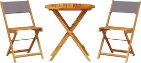 vidaXL Set mobilier bistro, 3 piese, textil antracit/lemn masiv