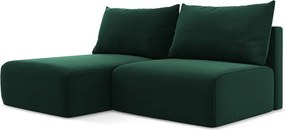 Colțar verde închis extensibil/cu spațiu de depozitare cu tapițerie din catifea (cu colț pe partea stângă/cu șezlong) Kalena – Makamii