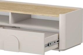 Comodă TV Amilio 200 cm cu sertare - cashmir / stejar uleiat / mânere cashmir