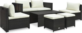 vidaXL Set mobilier de grădină cu perne, 6 piese, maro, poliratan