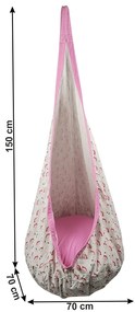 Fotoliu balansoar suspendat, roz/model flamingo, SIESTA TYP 2