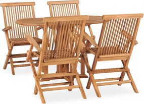 vidaXL Set mobilier de exterior pliabil, 5 piese, lemn masiv de tec