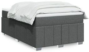 vidaXL Pat box spring cu saltea, gri închis, 120x190 cm, textil