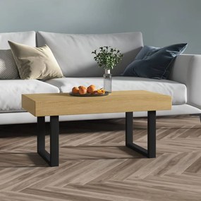 vidaXL Măsuță de cafea, maro deschis &amp; negru, 90x45x40 cm, MDF și fier
