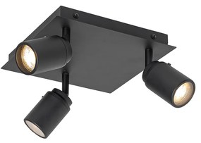 Spotlight inteligent pentru baie negru pătrat IP44 cu 3 GU10 Wifi - Ducha