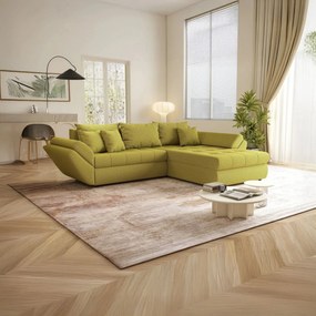 Colțar extensibil dumonde cu ladă de depozitare si sezut confortabil din spuma high-density, Loana Enjoy Green II 270x185 cm