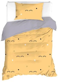 Lenjerie de pat galbenă-gri pentru pat de o persoană 140x200 cm Dide – Mijolnir