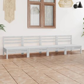 vidaXL Set mobilier de grădină, 4 piese, alb, lemn masiv de pin