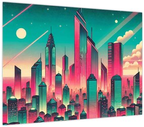 Tablou pe sticlă – Metropolă în stil pop-art (70x50 cm)