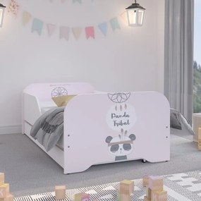 Pat roz pentru fete, cu panda 140 x 70 cm