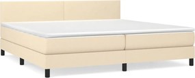 vidaXL Pat box spring cu saltea, crem, 200x200 cm, textil