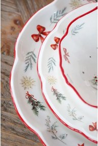 Farfurie întinsă mare din ceramică albă cu motive de Crăciun, 3x28 cm, „Chalet de Noël"