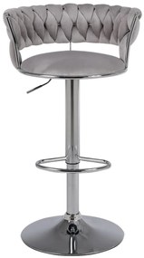 RESIGILAT- Scaun bar, rotativ, înălțime reglabilă, Catifea, Gri