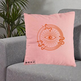 Perna Personalizata Ochiul Providentei Mistic Orange, 40x40 cm, Roz, Husa Detasabila, Perna Inclusa, BEKZ®