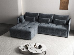 Colțar extensibil dumonde cu ladă de depozitare si sezut confortabil din spuma high-density, Malta Euphoria Grafit 235x185 cm