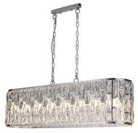 Lustra metal cromat, sticla transparenta Bijou 8Lt